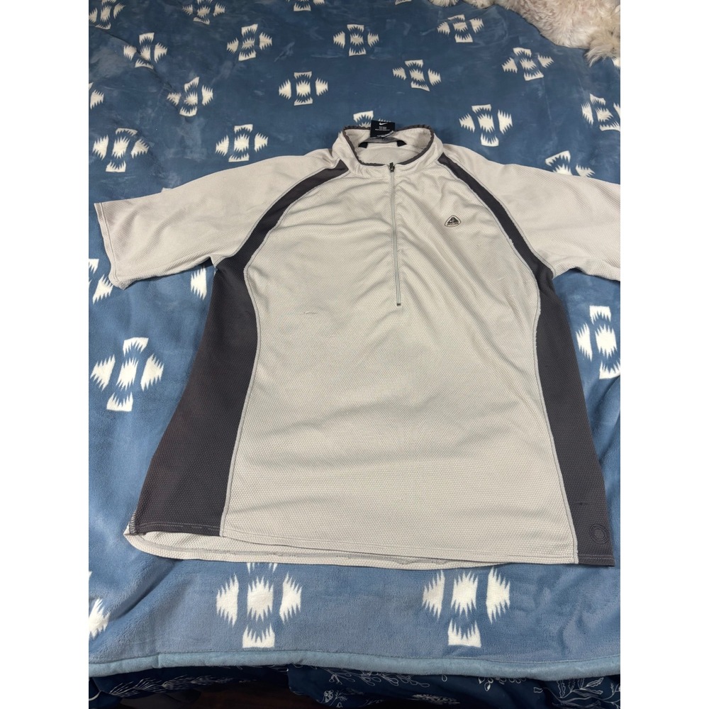 Nike ACG Sphere Mens Large Grey Charcoal 1/4 Zip Short Sleeve Base Layer Top